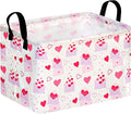 Empty Gift Basket for Girls Heart Print Storage Cube for Women, Closet Shelf Waterproof Organizer Bins with Handles Nursery hamper Kids Toys Books Box Room Deco
