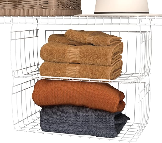 ClosetMaid Wire Hanging Shelf Basket for Storage, Organization in Closet or Pantry, No Assembly or Installation, Durable, White