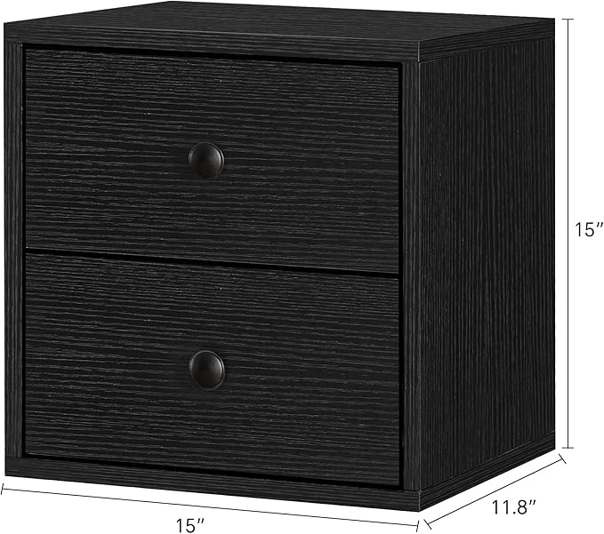 FUSUNBAO Magic DIY Cube Storage Organizer Stackable Cubes for Home Books Clothes Toy-Modular Cubby Storage System-Office Cubical-Bookcase Closet (Black, Drawer Cube)