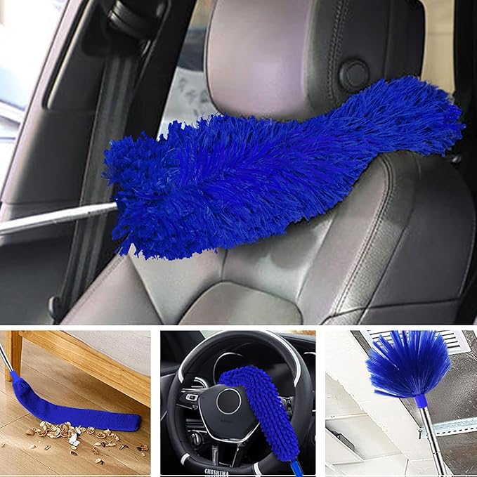 Dusters for Cleaning,Microfiber Feather Duster 5-in-1 Kit, Duster with Extension Pole 100 Inches, Cobweb Duster, Microfiber Dusters for High Ceilings and Fans, Blinds and Cars