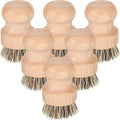 Nuenen 6 Packs Bamboo Dish Scrub Brushes Wooden Scrubbers Set Kitchen Dishwashing Scrubber with Natural Sisal Bristles for Iron Pot Pan Sink