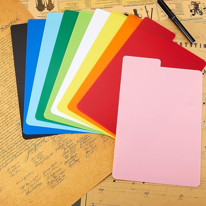 Lewtemi Comic Book Dividers Multicolor Frosted Card Separator with Tabs Large Plastic Comic Book Dividers for Comic Book Storage Boxes, 10 Assorted Colors, 7.25 x 11.25 Inch(100 Pcs)