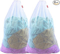 2 Pack Extra Large Mesh Laundry Bags Heavy Duty Mesh Wash Bags with Drawstring Closure for College, Dorm, Travel, Family and Apartment Dwellers, 27 x 36 Inches, White