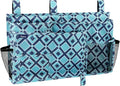 Surblue Bedside Caddy Hanging Bed Organizer Storage Bag Pocket for Bunk and Hospital Beds, College Dorm Rooms Baby Bed Rails, Camp 8 Pockets, (Large, Blue Plaid)
