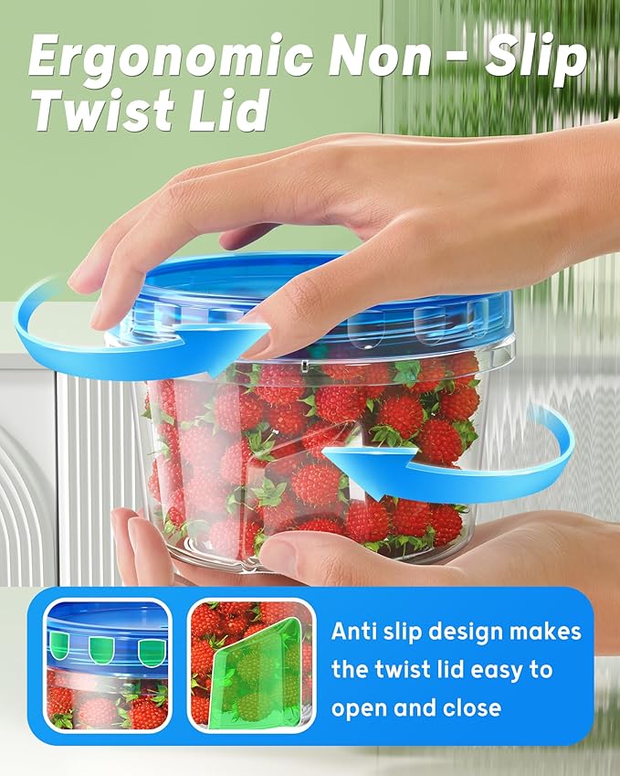 6 Pack-17oz Freezer Storage Containers, Plastic Food Storage Containers with Twist Top Lids, BPA Free and Reusable Soup Containers with Lid, Microwave and Dishwasher Safe