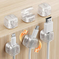 6Pack Rotatable Cord Organizer,Spring Cable Clips Desk Cable Management Cord Holder Adhesive Phone Charger Cord Clips for Home Office Car Wall Nightstand Accessories, Clear