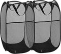 2 Pack Pop Up Laundry Hampers, Collapsible Mesh Laundry Basket, Foldable Clothes Hampers for Bathroom, College Dorm, Travel, Cruise (Black)