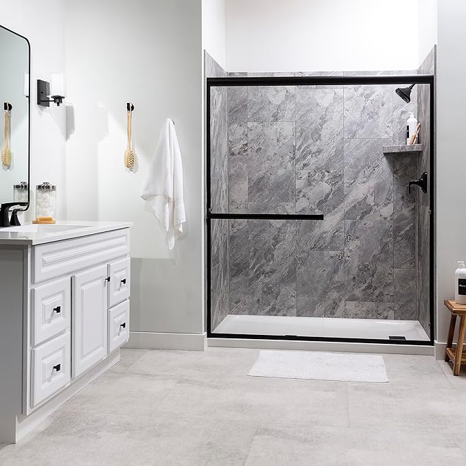 Palisade Vinyl Waterproof Corner Shower Shelf in Silver Lake
