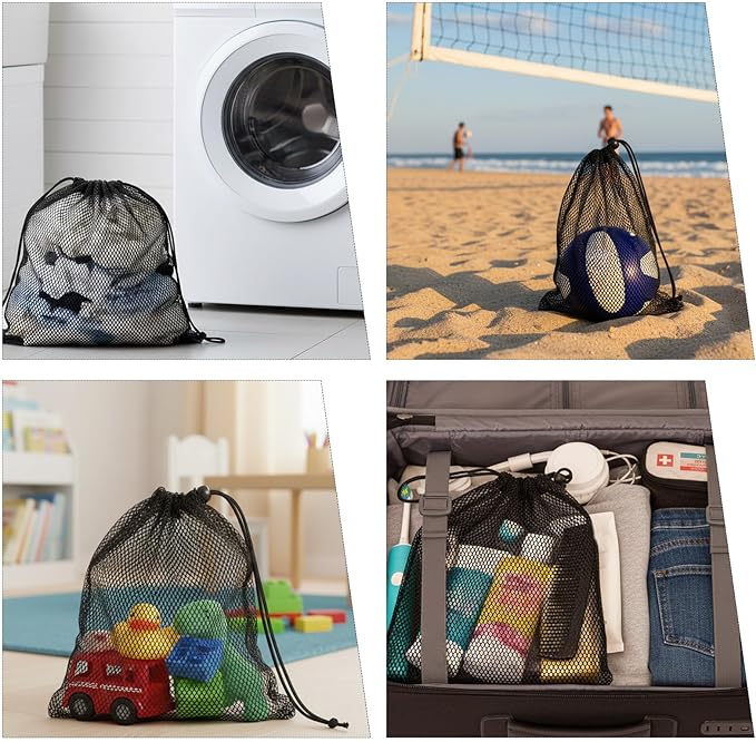Grevosea 12Pcs Drawstring Mesh Bag, 8X12 Inch Nylon Mesh Drawstring Bags Delicates Laundry Bags for Washing Machine Small Gym Bag for Basketball Volleyball Football Golf Stuff Balls