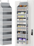 Yecaye 6 Tier Over The Door Organizer Storage, Heavy Duty Door Organizers Hanging with 12 Side Mesh Pockets, 52.8lbs Load Capacity Behind Door Storage for Bathroom Nursery Bedroom Dorm Closet, Grey