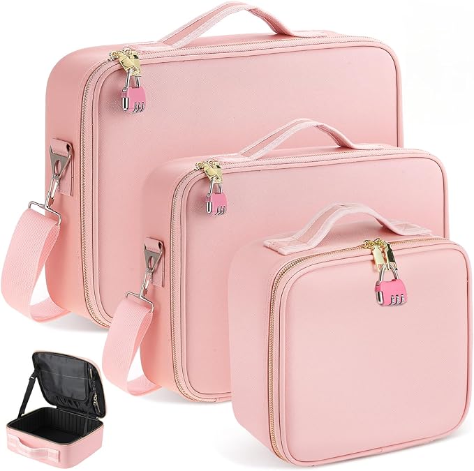 Eccliy Adult Game Toy Storage Organizer Case for Women and Men 14.6 x 10.2 x 4.3 Inches Lock Box Toy Travel Bag Locking Game Storage Box Travel Bag(Pink)