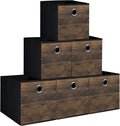 6-Pack Durable Cube Storage Bin with Decorative Wood Grain,Thickened Fabric Storage Basket Space-saving Cubby Boxes for Shelves,Closet,Bedroom,Office,Nursery,Dorm,RV, 12x12x12in (Medium