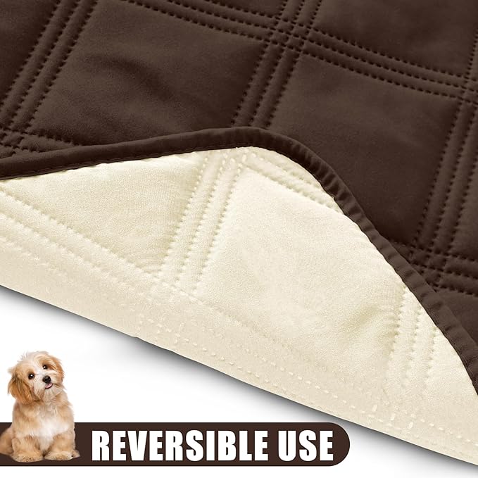 Smiry Waterproof Dog Bed Cover Blanket 68x82, Soft Reversible Pet Blanket, Washable Leakproof Cats Dogs Couch Cover for Sofa, Couch, Furniture, Lattice, Chocolate/Beige