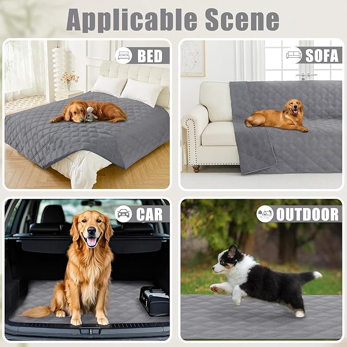 Smiry Waterproof Dog Bed Cover Blanket 40x80, Soft Reversible Pet Blanket, Washable Leakproof Cats Dogs Couch Cover for Sofa, Couch, Furniture, Lattice, Grey/Grey