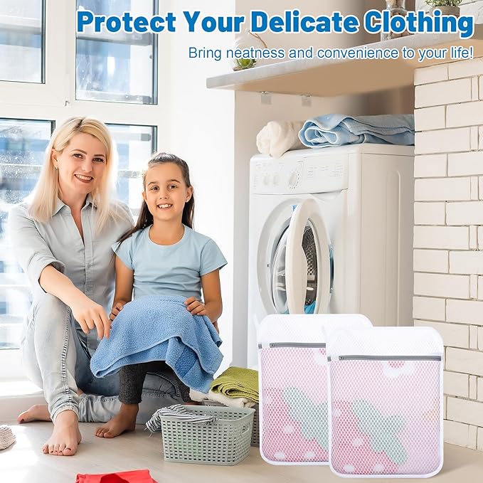 6-Pack Durable Honeycomb Mesh Laundry Bags for Delicates - 12x16 Inches Lingerie Bags for Washing Delicates with Sturdy Zippers, Protect Clothes in Washing Machine for Home, College & Dorm (Medium)