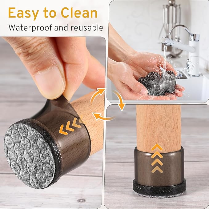 24PCS Round Chair Leg Floor Protectors, Furniture Sliders, Chair Leg Protectors for Hardwood Floors, Non-Slip Felt Furniture Pads, Silicone Cap Covers to Protect Floors, (Fit 1.5" - 2")