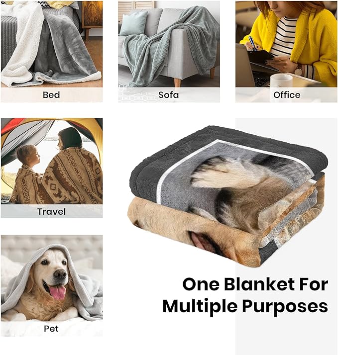 Personalized Pet Memorial Gifts, Custom Dog Blanket with Photos and Name, Personalized Pets Blankets with Picture, Puppy Bereavement/Passing Away Gifts