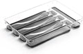 BINO 5-Slot Silverware Organizer for Drawer | Plastic Utensil Organizer for Kitchen Drawers | Silverware Tray for Drawer Organization | Utensil Kitchen Drawer Organizer w/Grip Lining (Grey)