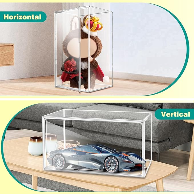 26 Inch Extra Tall Acrylic Display Case XXXXX-Large Tall Boots Shoe Box 13.8”x 12.2”x 23.6" Clear Collectible Display Cabinet with Magnetic Door,Stackable Long Boot, Multiple Pair of Shoes Storage Box