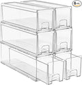 Sorbus Small Clear Stackable Storage Drawers – 6 -Pack Plastic Organizer Bins with Handles – Stackable Pull-Out Storage Drawers for Closet, Pantry, Office, Bathroom, Craft, and Toy Organization