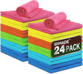 Microfiber Cleaning Cloth, 24 Pack Reusable Microfiber Towels for Cars Lint Free Cleaning Shop Towel Rags for Home Kitchen Automotive Bar Mechanic Restaurant Garage, 11"x 12", Multicolor