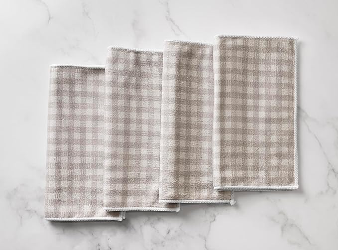 Martha Stewart Microfiber Cleaning Cloths, Ultra-Absorbent, Lint-Free Cleaning Towels for Home & Kitchen, Grey Gingham, 11 Inches, 24 Count
