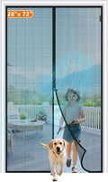 MAGZO Magnetic Screen Door Fit Door Size 28 x 72 Inch, Screen Size 30" x 73" Strong Magnet Door Mesh with Reinforced Hook & Loop for Patio Door, Front Door, Doorway, Black