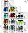 INSTY 12 Pack Large Shoe Storage Box, Clear Shoe Storage Organizer with Magnetic Door, Stackable,Shoe Containers For Display Sneakers, Easy Assembly, Fit up to US Size 12, Clear
