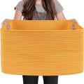 Extra Large Orange Storage Basket, 23.6" x 17" x 12" Rectangle Baskets for Organizing, Blanket Toy Bin Organizer, Colorful Woven Cotton Rope Baskets for Decor