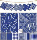 8 Pack Reusable Kitchen Swedish Dishcloths for Washing Dishes Cloths Absorbent Fast Drying Cleaning Sponge Cute Decorate Washable Swedish Towels, Blue Line