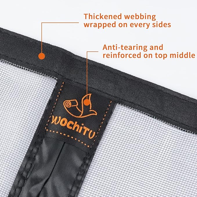 WochiTV Gray Magnetic Screen Door Fits Door Size 48" x 82", Screen Size 50" x 83", Mesh Net Curtain with Magnet Keep Fresh Air in