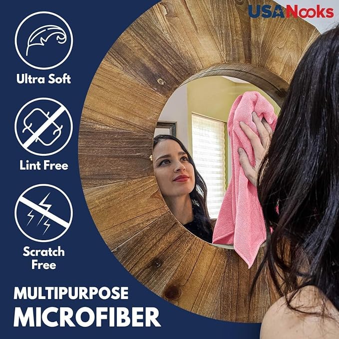 USANOOKS Microfiber Cleaning Cloth Light Pink - 50 Pcs 12.5"x12.5" - High Performance - 1200 Washes, Ultra Absorbent Towels Weave Grime & Liquid for Streak-Free Mirror Shine - Car Washing Cloth