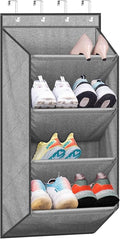 SLEEPING LAMB Over the Door Shoe Organizer for Closet, Short Hanging Shoe Rack with Large Deep Pockets, Narrow Door Sneaker Storage for Boots in RV, Dorm, Grey