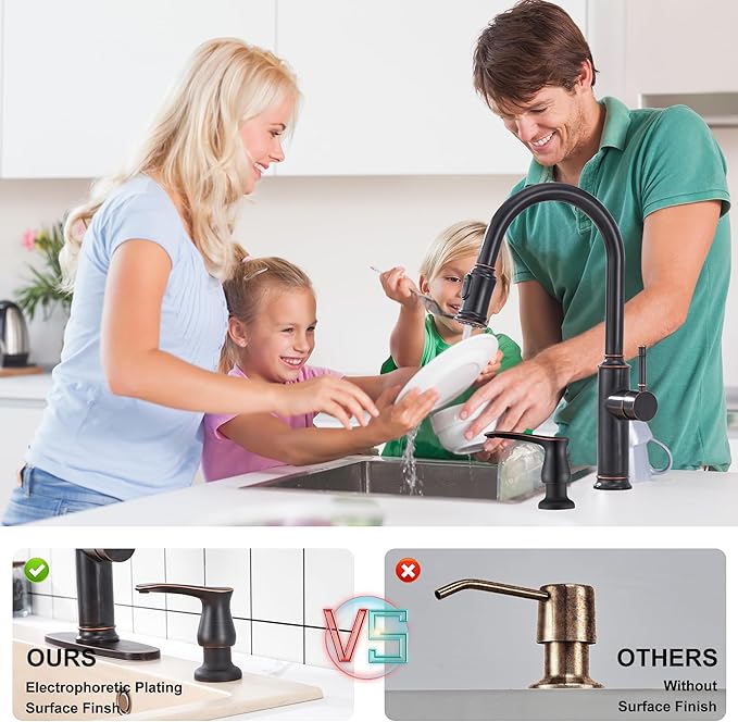 GAGALIFE Kitchen Sink Soap Dispenser Oil Rubbed Bronze, Under Sink Soap Dispenser with 40" Silicone Extension Tube Kit,Say Goodbye to Frequent Refills