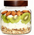 Patoper Glass Coffee Jars Spice Jar Round Storage Canister with Wooden Lid Clear Glass Food Jar for Pantry Sugar Tea Coffee Bean Spice Nuts Cookies Bath Salts (1200ml/40oz-1 Pack)