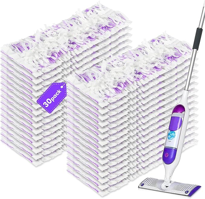 30 Count Disposable Mop Pad Refills, Compatible with Swiffer PowerMop Multi-Surface Mop, Absorbent Cleaning Pads for Hardwood, Tile & Laminate Floors