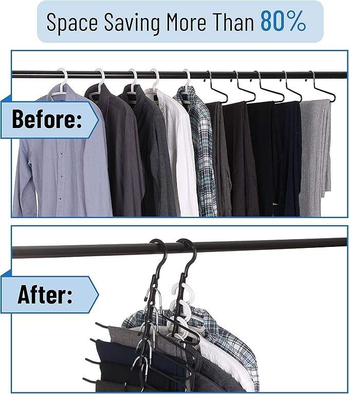 Mr. Pen- Space Saving Hangers, Black, 8 Pack, Clothes Organizers, Shirt Hangers, Magic Closet Space Savers