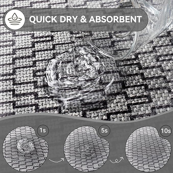 YDKGL Bathroom Rugs Mat 24x35, Non Slip Ultra Thin Bath Mat Quick Dry Absorbent Washable Half Round Bath Mats for Bathroom Floor Rubber Backed Fit Under Door Grey