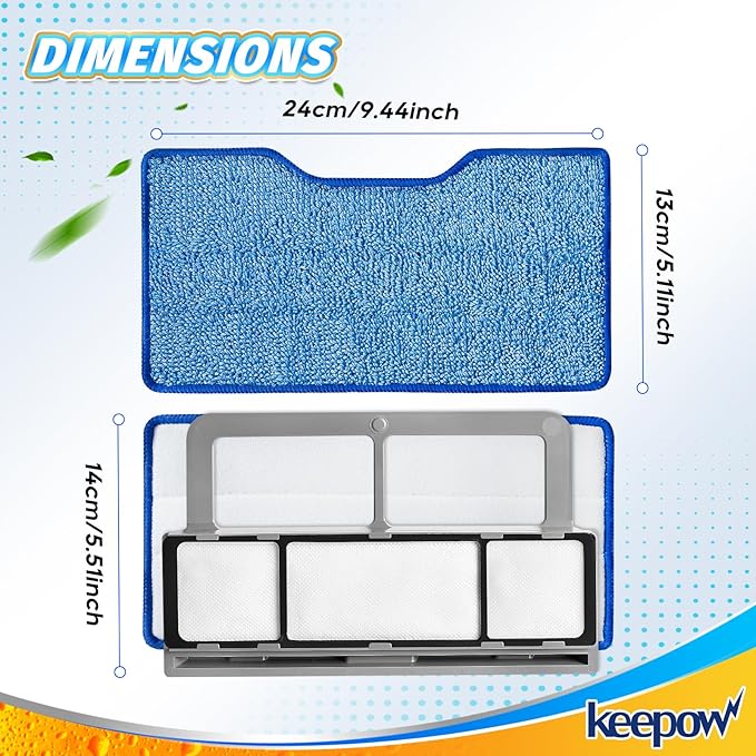 KEEPOW Reusable Mop Replacement Pads Compatible with Shark Vac Mop VM252 VM200 VM401 VM180 VM252GN VC205 VM250, Vacuum Mop Pads Refills for Hardwood Floor with Upgraded Dirt Chamber, Blue, 2+1+1 Pack