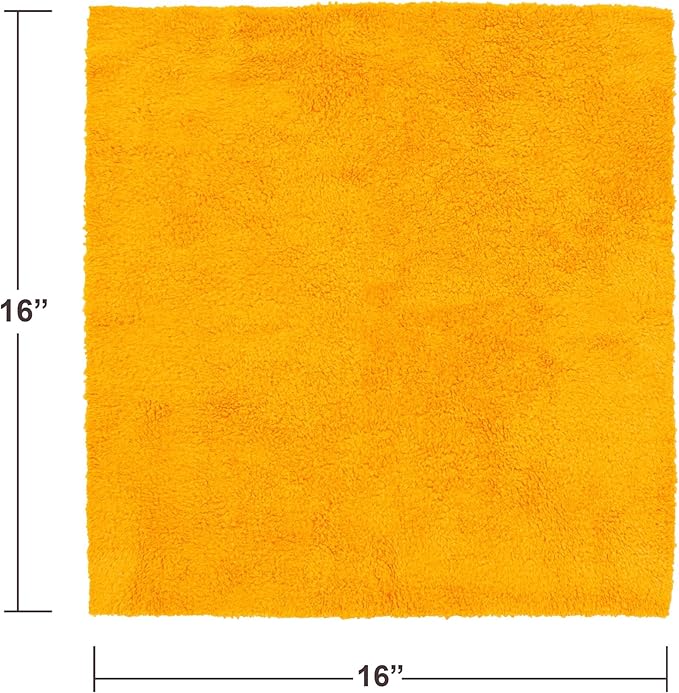 Detailer’s Preference Extra Absorbent Ultra Plush 500GSM Edgeless Microfiber Towels, Car Detailing & Home, Streak-Free, Lint-Free, Scratch-Free, Machine Washable & Reusable, 16x16 Inch, 6-Pack, Orange