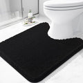 Arotive Bathroom Toilet Rugs U Shaped 24x20, Extra Soft Absorbent Shaggy Chenille Contour Bath Rugs for Toilet, Machine Washable Non-Slip Contoured Bath Mats, Black