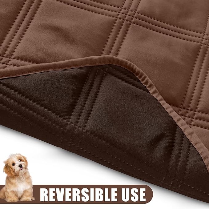 Smiry Waterproof Dog Bed Cover Blanket 30x53, Soft Reversible Pet Blanket, Washable Leakproof Cats Dogs Couch Cover for Sofa, Couch, Furniture, Lattice, Brown/Chocolate