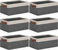 GhvyenntteS Small Fabric Storage Bins with Handles 6 Pack, 11.8" x 7.87" x 5.11" Storage Baskets for Shelves, Baskets for Organizing Clothes Underwear Socks Hats DVDs (Grey/White)