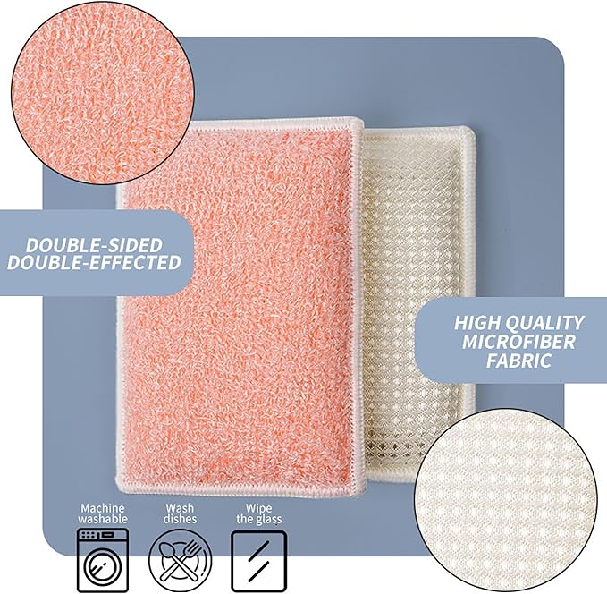 Dish Sponge Kitchen Sponges,Scrub Sponges Bamboo Fiber,Double Sided Cleaning,Non Scratch,Durable Thickening (Large 6-Pack)