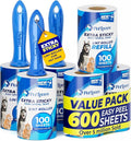 PetLovers Extra Sticky Lint Roller Mega Value Set 600 Sheets for Pet Hair Removal, Dog and Cat Lint Remover 6 Pack