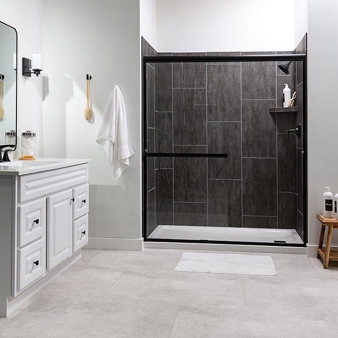 Palisade Vinyl Waterproof Corner Shower Shelf in Ashen Slate