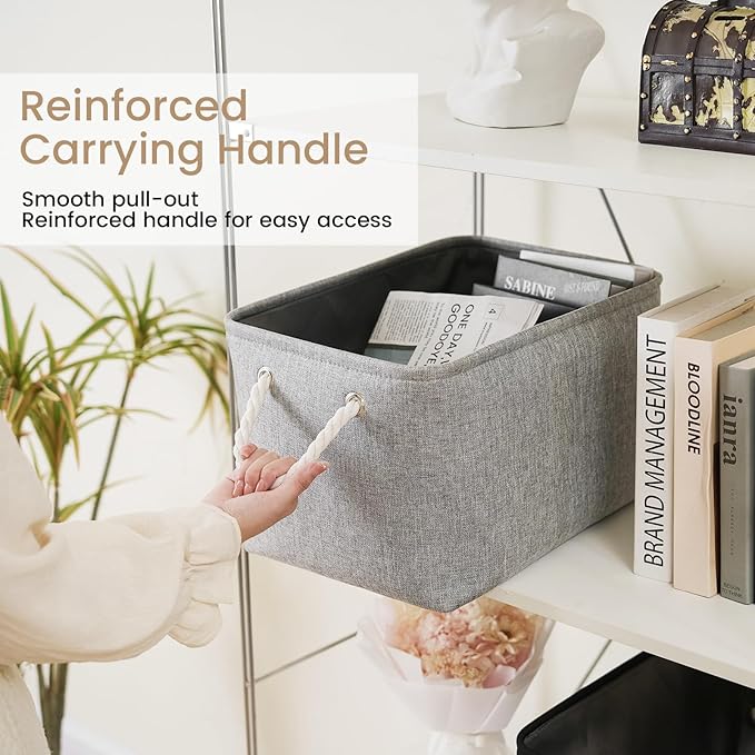 Large Storage Baskets- 15x11x10 inch Storage Bins for Shelves and Closet Organizing, Foldable Fabric Bin for Home Organization Clothes and Laundry (1-Pack, Gray)