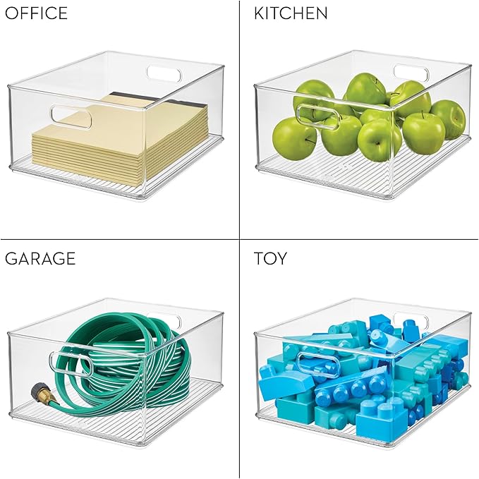 iDesign Recycled Plastic Stackable Storage Bin with Handles - Clear