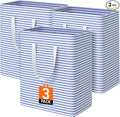 3 Pack Large Laundry Basket,Waterproof & Freestanding Laundry Hamper,Collapsible Clothes Hampers with Easy Carry Long & Reinforced Handles in Bathroom,College Dorm(100Lx3,Blue)