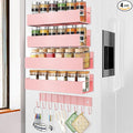 Magnetic Spice Rack Organizer for Fridge Seasoning Organizer for Kitchen storage with Screw Magnetic Shelf with Hook for Refrigerator and Oven (4pack1hook-Pink)